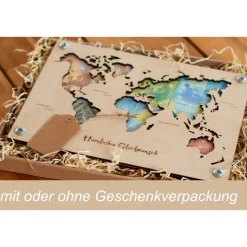 Geldgeschenk Hochzeit, Hochzeitsreise, Geburtstag oder Reisekasse für den Urlaub, Weltkarte, Geburtstagsgeschenk, Hochze