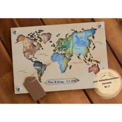 Geldgeschenk Hochzeit, Hochzeitsreise, Geburtstag oder Reisekasse für den Urlaub, Weltkarte, Geburtstagsgeschenk, Hochze