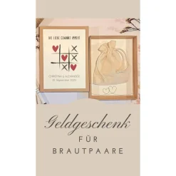 Geldgeschenk Hochzeit personalisiert – Geschenkbox Tic Tac Toe mit Namen & Datum