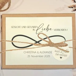 Geldgeschenk Hochzeit personalisiert – Elegante Geschenkbox mit Infinity-Symbol & Namen