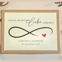 Geldgeschenk Hochzeit personalisiert – Elegante Geschenkbox mit Infinity-Symbol & Namen