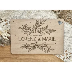 Geldgeschenk Hochzeit personalisiert, Hochzeitskarte Geschenk, Glückwunsch zur Hochzeit Karte Holz