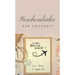 Geldgeschenk Hochzeit personalisiert – Geschenkbox mit Namen & Datum | Originelle Hochzeitsbox für Reiseliebhaber
