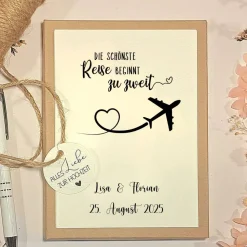Geldgeschenk Hochzeit personalisiert – Geschenkbox mit Namen & Datum | Originelle Hochzeitsbox für Reiseliebhaber