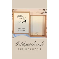 Geldgeschenk Hochzeit personalisiert – Geschenkbox mit Namen & Datum | Originelle Hochzeitsbox für Reiseliebhaber