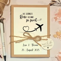 Geldgeschenk Hochzeit personalisiert – Geschenkbox mit Namen & Datum | Originelle Hochzeitsbox für Reiseliebhaber