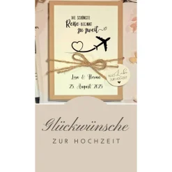Geldgeschenk Hochzeit personalisiert – Geschenkbox mit Namen & Datum | Originelle Hochzeitsbox für Reiseliebhaber