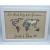 Geldgeschenk Hochzeit Weltkarte, Hochzeitsgeschenk personalisiert, Geschenkidee im Bilderrahmen Urlaubsgeschenk,