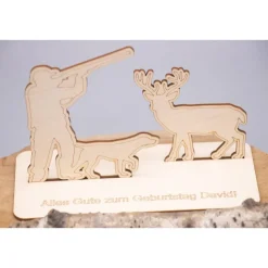 Geldgeschenk Jäger - aus Holz personalisiert