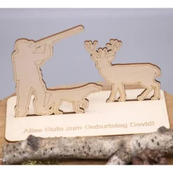 Geldgeschenk Jäger - aus Holz personalisiert