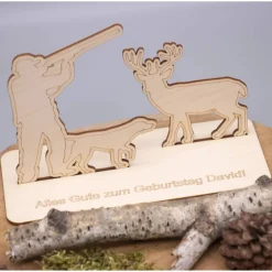 Geldgeschenk Jäger - aus Holz personalisiert