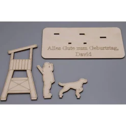 Geldgeschenk Jäger mit Hochsitz - aus Holz personalisiert