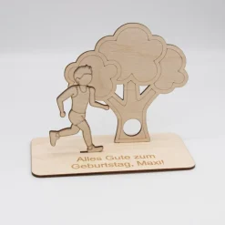 Geldgeschenk Joggen - aus Holz personalisiert