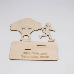 Geldgeschenk Joggen - aus Holz personalisiert
