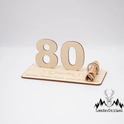 Geldgeschenk Jubiläum Zahl - aus Holz personalisiert