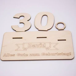 Geldgeschenk Jubiläum Zahl - aus Holz personalisiert