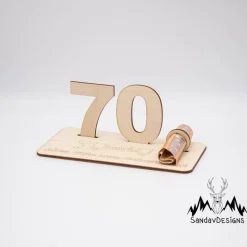 Geldgeschenk Jubiläum Zahl - aus Holz personalisiert