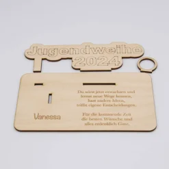 Geldgeschenk Jugendweihe - aus Holz personalisiert