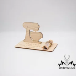 Geldgeschenk Küchenmaschine - aus Holz personalisiert