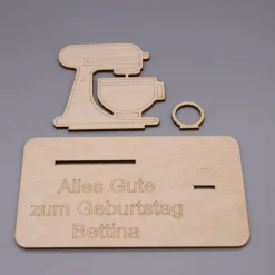 Geldgeschenk Küchenmaschine - aus Holz personalisiert