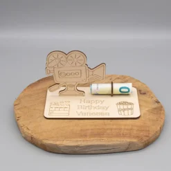 Geldgeschenk Kino - aus Holz personalisiert