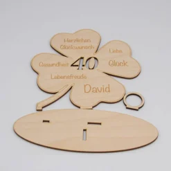 Geldgeschenk Kleeblatt - aus Holz personalisiert