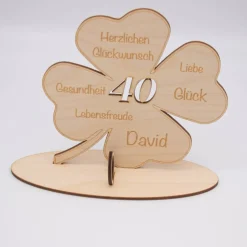 Geldgeschenk Kleeblatt - aus Holz personalisiert