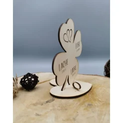 Geldgeschenk Kleeblatt Holz 66. Geburtstag, 12,5cm oder 18,0cm, Geldgeschenk auf Wunsch mit Namensgravur