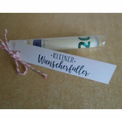 Geldgeschenk  Kommunion Mädchen Fisch Reagenzglas Verpackung Geldverpackung Wunscherfüller Pink Geschenk