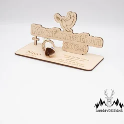 Geldgeschenk Konfirmation - aus Holz personalisiert