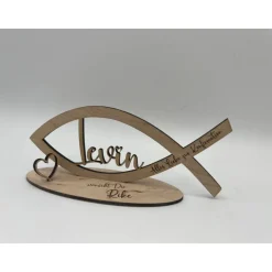 Geldgeschenk Konfirmation aus Holz – Fisch mit Wunschname & Gravur zur Konfirmation, Kommunion, Taufe & Jugendweihe