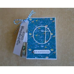 Geldgeschenk  Konfirmation,Junge, Reagenzglas ,Verpackung ,Geldverpackung Wunscherfüller,Konfirmation,Blau