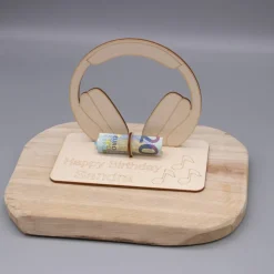 Geldgeschenk Kopfhörer - aus Holz personalisiert