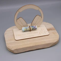 Geldgeschenk Kopfhörer - aus Holz personalisiert