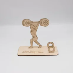 Geldgeschenk Kraftsport - aus Holz personalisiert