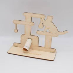 Geldgeschenk Kratzbaum/Katze - aus Holz personalisiert