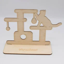 Geldgeschenk Kratzbaum/Katze - aus Holz personalisiert