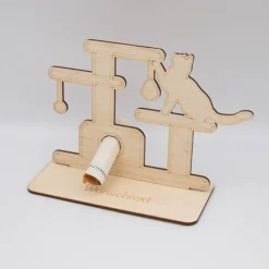 Geldgeschenk Kratzbaum/Katze - aus Holz personalisiert