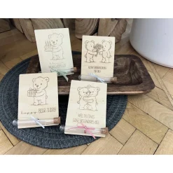 Geldgeschenk kreativ verpacken – Holz Geschenkkarte Bärchen Bär Geburtstag Gutschein Wunscherfüller für Kinder & Erwachsene