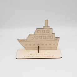 Geldgeschenk Kreuzfahrtschiff - aus Holz personalisiert