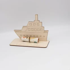 Geldgeschenk Kreuzfahrtschiff - aus Holz personalisiert