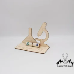 Geldgeschenk Labor - aus Holz personalisiert