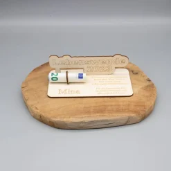 Geldgeschenk Lebenswende - aus Holz personalisiert