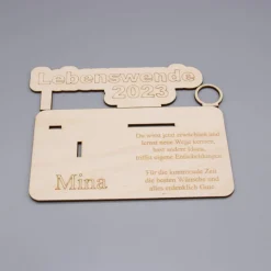 Geldgeschenk Lebenswende - aus Holz personalisiert