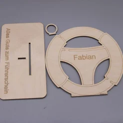 Geldgeschenk Lenkrad - Führerschein - aus Holz personalisiert