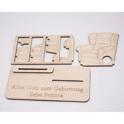 Geldgeschenk Lesezimmer - aus Holz personalisiert