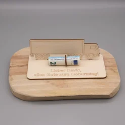 Geldgeschenk LKW - aus Holz personalisiert