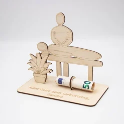 Geldgeschenk Massage - Wellness - aus Holz personalisiert