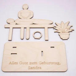 Geldgeschenk Massage - Wellness - aus Holz personalisiert