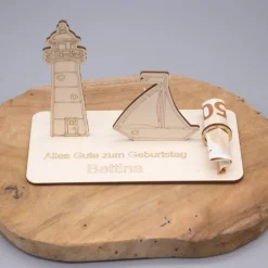 Geldgeschenk Meer - aus Holz personalisiert